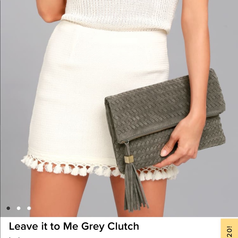 Lulus Leave it to Me Gray Clutch